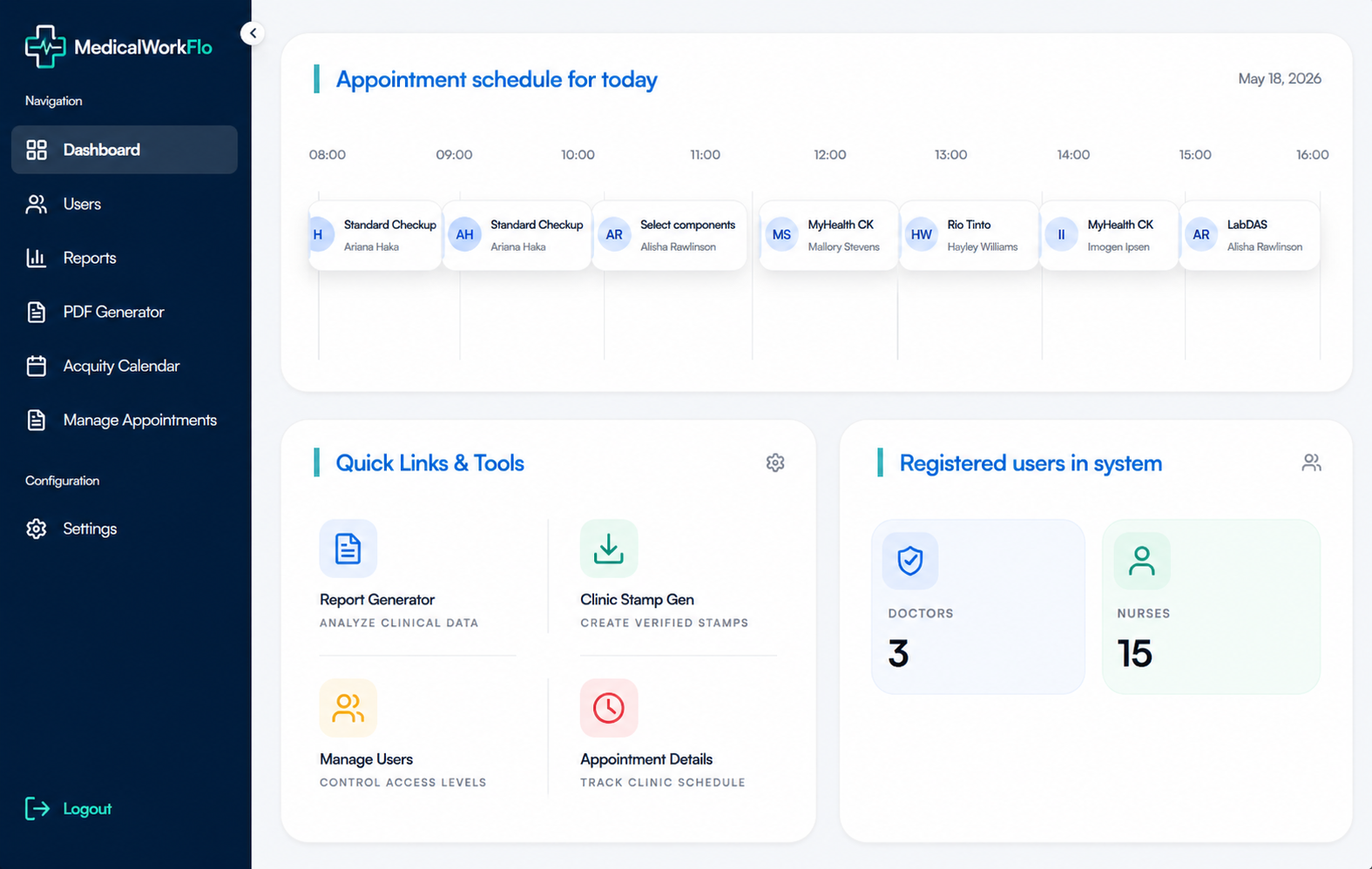 MedicalWorkFlo doctor dashboard preview
