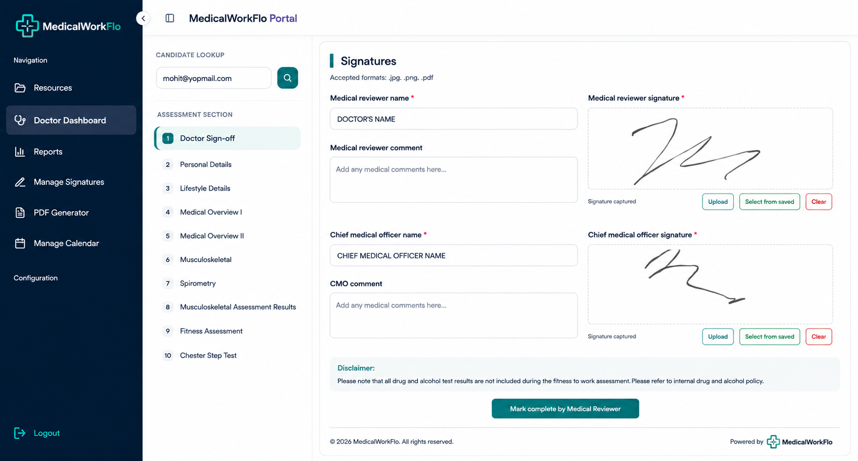 Doctor digital sign-off workflow